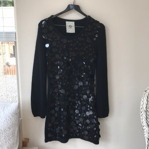 Lapis black long-sleeve sweater dress